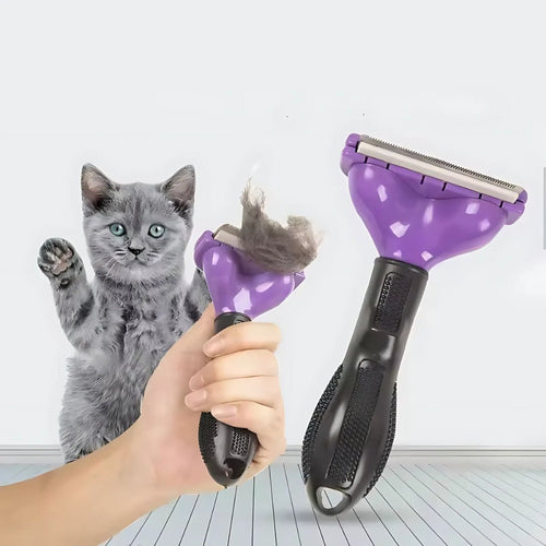 Cepillo deslanador tipo Furminator para gatos removedor de pelo autolimpiable - Gatufy