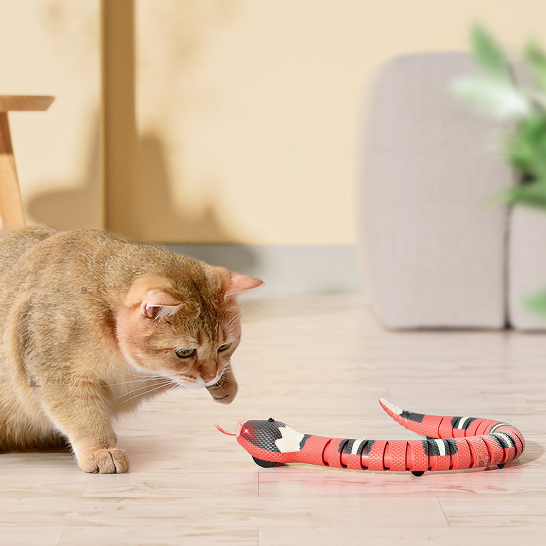 1 juguete de gato serpiente para gatos, serpiente de detección inteligente  recargable, detección automática de obstáculos y escape, juguete realista